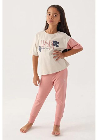 U.S. Polo Assn Kız Çocuk Pijama Takımı Bej 1809 V2