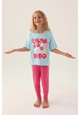 U.S. Polo Assn Kız Çocuk Pijama Takımı 1812 Açık Mavi