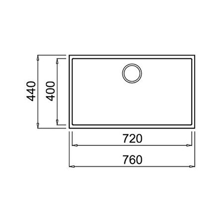 SQUARE 72.40 TG Tek Hazneli Tezgahaltı Tegranite Eviye 115230016