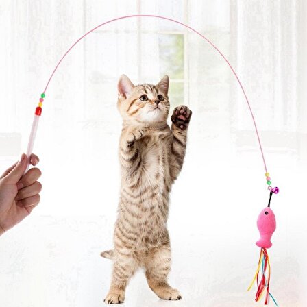3B Trend Esnek Kedi Oyuncağı Evcil Hayvan Oyun Oltası 90 cm