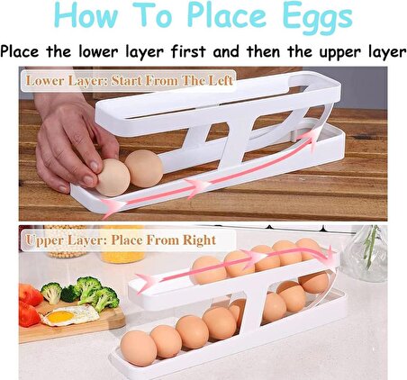 3B Trend Buzdolabı için 2 katlı yumurta tutucu yer tasarruflu pratik yumurta dispenseri