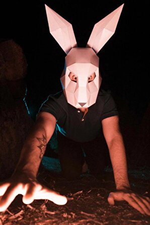 Tavşan Parti Maskesi Hallowen Kostümü Cadılar Bayramı Dekor Fantazi Kostüm Hayvan Maskesi