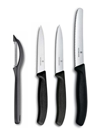 Victorinox Sebze Bıçağı - Soyacak Seti 4'lü Siyah 
