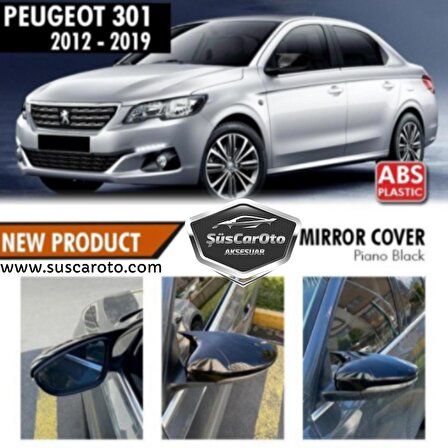 Peugeot 301 2012-2019 Batman Yarasa Ayna Kapağı Piano Black ABS Plastik