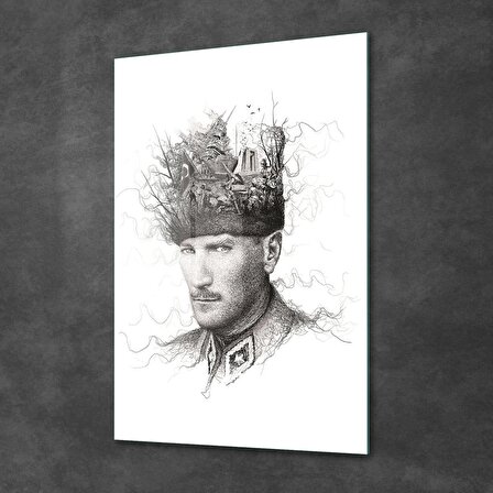 Decovetro Atatürk Cam Tablo Özel çizim