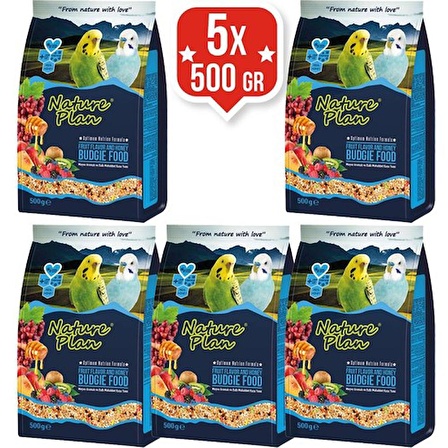 Nature Plan Ballı - Meyveli 5 x 500 Gr Muhabbet Kuşu Yemi 