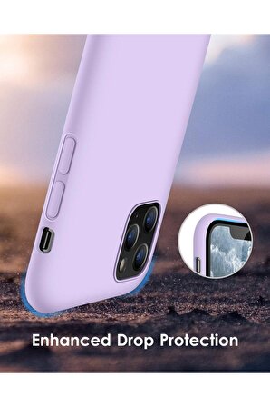 iPhone 11 Pro Max Uyumlu içi Kadife Lansman Silikon Kılıf Full Koruma Sağlayan Kılıf Lila Renk