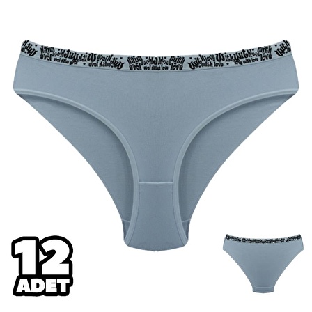 Dondeza 158 Beli Yazılı Düz Bayan Bikini 12'li