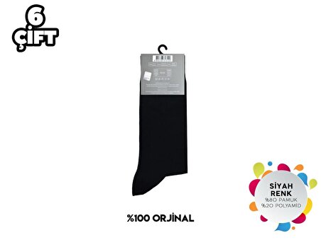 Pierre Cardin 532-Siyah Erkek Penye Likralı Çorap 6'lı