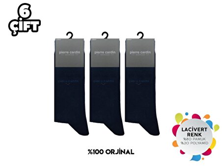Pierre Cardin 532-Lacivert Erkek Penye Likralı Çorap 6'lı