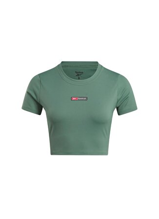 Reebok 100076117 LUX BOLD CROP TEE Yeşil Yuvarlak Yaka Kadın T-Shirt