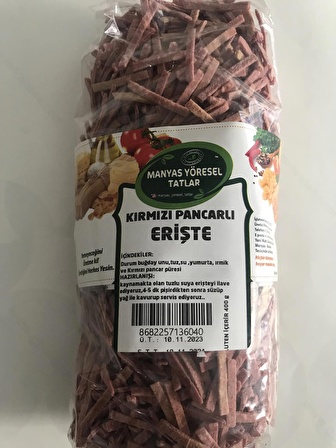 Manyas Kırmızı Pancarlı Erişte 400Gr