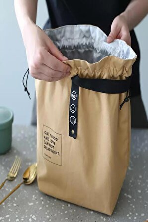 Isı yalıtımlı su geçirmez termal yemek çantası (BEJ)