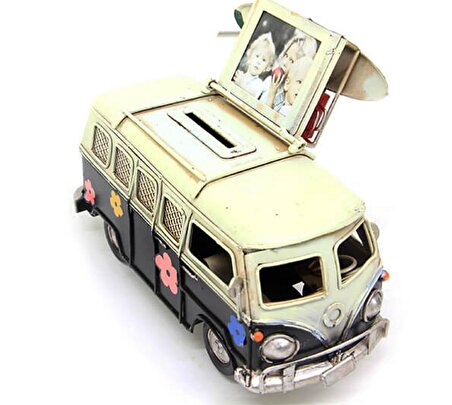 Kişiye Özel Dekoratif Metal Minibüs Çerçeveli ve Kumbara