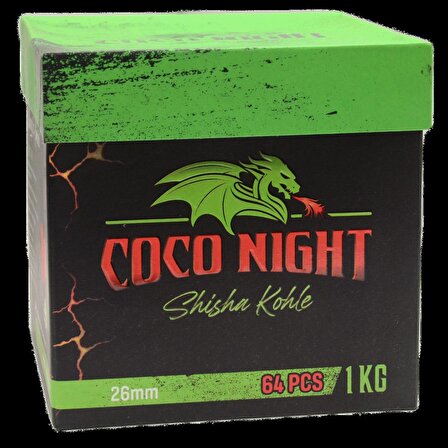 Coco Night (tanıtım fiyatı) 1kg Hindistan cevizi küp nargile kömürü 26mm