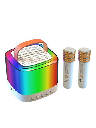 Güçlü RGB Işık, Kablosuz Mikrofonlu RGB LED Parti Işıklı, Karaoke Bluetooth Hoparlör AGGIY AG-S7