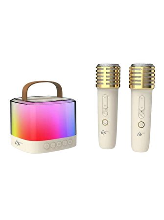  Güçlü RGB Işık, Kablosuz Mikrofonlu RGB LED Parti Işıklı, Karaoke Bluetooth Hoparlör AGGIY AG-S7