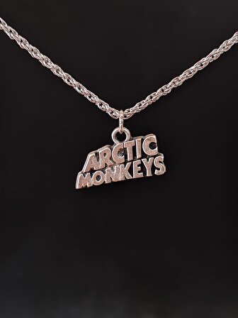 Antik Gümüş Kaplama Sembol Arctic Monkey Zincirli Unisex Kolye
