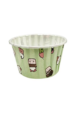 Dolphin Kağıt Muffin Kek Kapsülü Dondurma Desenli Mint Yeşili 50li (TM-0589)- V