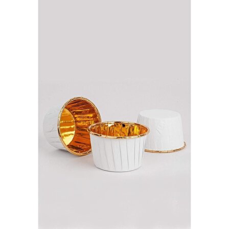 Dolphin  Beyaz Gold Muffin Kek Kapsülü Cupcake Kalıbı 25'li -(TM-0565)- V