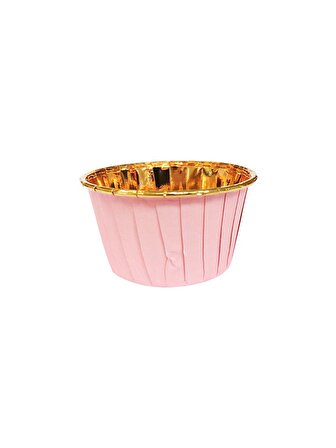 Kağıt Muffin Kek Kalıbı 25'li Pembe - Gold- (TM-0568)- V