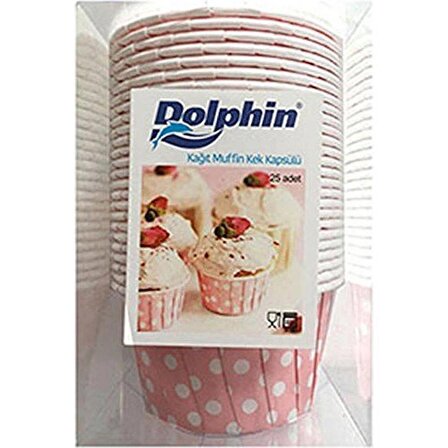Dolphin Pembe Puantiyeli Muffin-Kek Kapsülü 50,li -(2-paket)