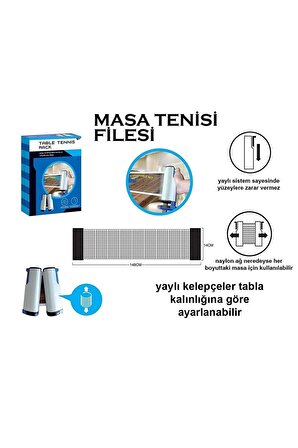 Mekanizmalı Taşınabilir Kaymaz Ping Pong Masa Tenisi Filesi 15*175 cm