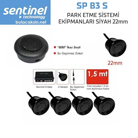 Sentinel Park Sensörü Ses İkazlı 22mm Siyah