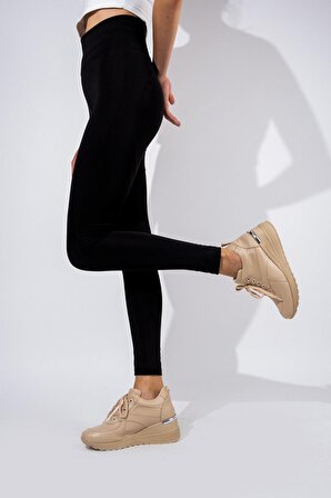 Modabuymus Ten Dolgu Topuklu Sneaker Bağcıklı Spor Ayakkabı - Pily