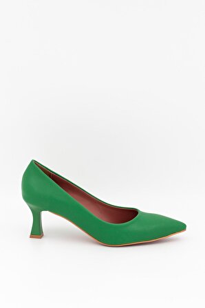 Modabuymus Kandy Yeşil Stiletto Kısa Kadeh Topuklu Ayakkabı 