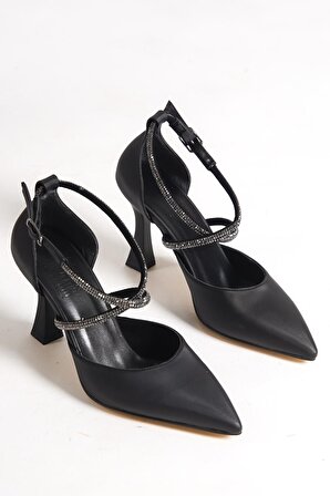 Modabuymus Kalice Siyah Taşlı Stiletto Abiye Topuklu Ayakkabı