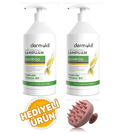 Dermokil Şampuan Kepeğe Karşı Etkili 1000 Ml 2 Adet+Saç Masaj Tarağı