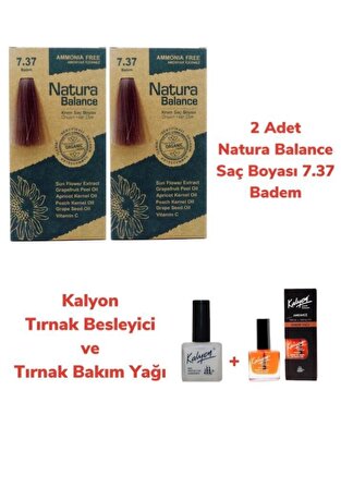 NATURA BALANCE SAÇ BOYASI 7.37 BADEM 2 ADET + KALYON TIRNAK BESLEYİCİ VE BAKIM YAĞI