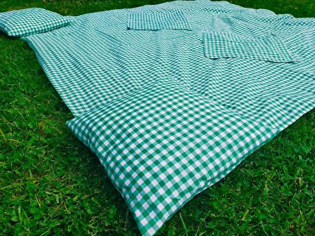 Yeşil Pötikare Piknik Seti  5 Parça