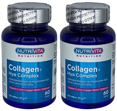 Nutrivita Nutrition Collagen Hya Complex 2x60 Tablet Kolajen Hyaluronik Asit Kompleks