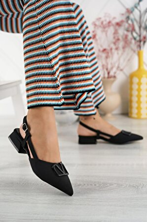Suins Della Kadın Kısa Topuklu Ayakkabı V Tokalı Ayakkabı