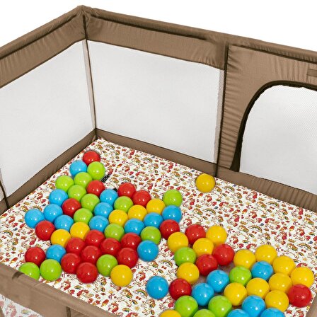 Bebek ve Çocuk Güvenli Oyun Alanı,Renkli Toplar ve Oyun Minderi Hediye! Bej
