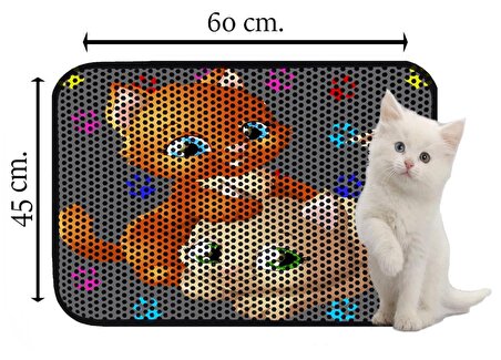 Miapet Elekli Desenli Kedi Tuvalet Önü Paspası 60 x 45 cm Pati Kediler