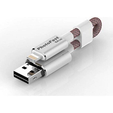 PhotoFast MemoriesCable GEN3 64GB Lightning / USB 3.0 Şarj Kablolu Gümüş Apple USB Bellek BPF-MCG3U3R64GB