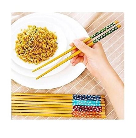 Chopstick Japon Çin Yemek Çubuğu 5 Çift Yıkanabilir Bambu