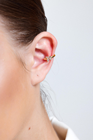 Kadın Gold Markiz Taşlı Kelebek EarCuff