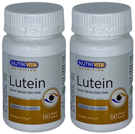 Nutrivita Nutrition Lutein 2x60 Bitkisel Kapsül Bilberry Zeaxathin Yaban Mersini Zeaksantin