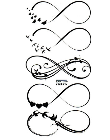 Tattoo Geçici Dövme Vücut Dövmesi 9x19 cm (siyah012) - Sonsuzluk Desenli