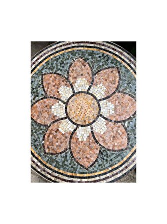 özel tasarım el yapımı yuvarlak mermer mozaik sehpa 