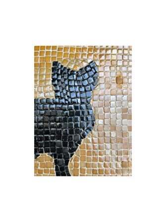 özel tasarım el yapımı cam draje mozaik kedili sehpa 