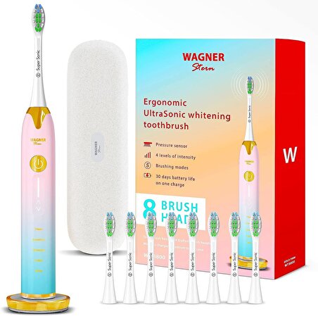 Wagner Stern Basınç Sensörlü Ultrasonik Beyazlatıcı Diş Fırçası - Mavi-Pembe