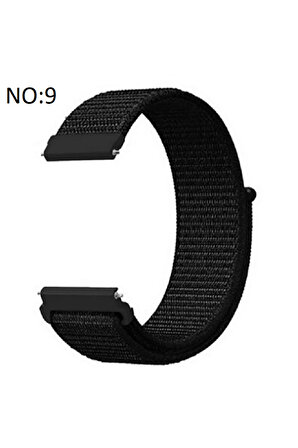 Huawei Watch GT 2e 22mm için Cırtlı Kumaş Kordon-03 Siyah
