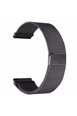 Huawei Watch GT 3 Elegant (42mm) 20mm için Mıknatıslı Hasır Metal Kordon-12 Siyah