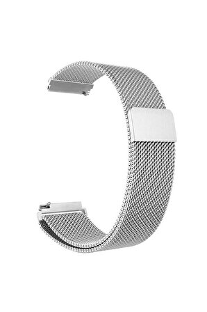 Galaxy Watch 4 Classic (46mm) 20mm için Mıknatıslı Hasır Metal Kordon-12 Gümüş