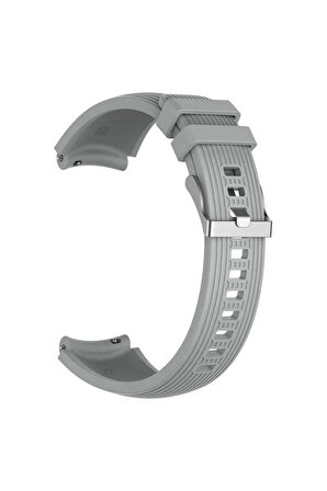 Galaxy Watch 6 Classic (47mm) 20mm için Çizgili Silikon Kordon-18 Gri